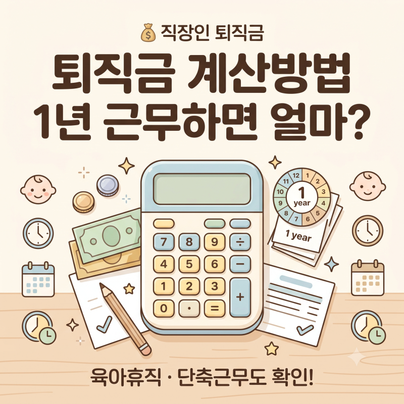 퇴직금 계산방법｜1년 근무하면 얼마? 평균임금·육아휴직·단축근무했다면 어떻게 적용될까....