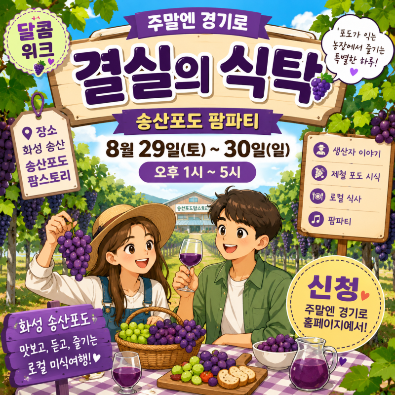 주말엔 경기로 결실의 식탁｜8월 29~30일 화성 송산포도 팜파티 신청