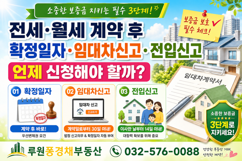 전세·월세 계약 후 꼭 해야 할 3가지｜확정일자·임대차 신고·전입신고 언제 해야 할까?