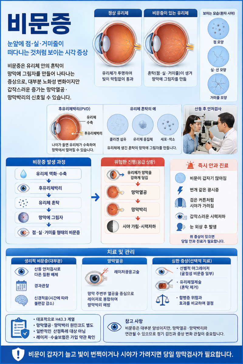 비문증, 눈앞에 날파리가 떠다닌다? 대부분은 노화지만, 갑자기 많아지면 망막을 확인해야 ....
