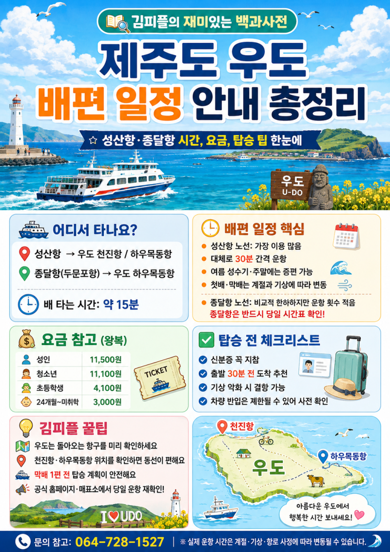 제주도 우도 배편 일정 안내 총정리