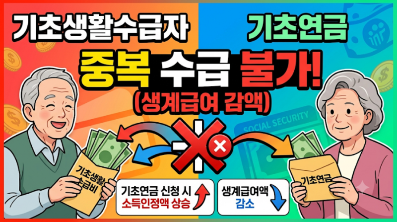 기초생활수급자 기초연금 중복수급 불가 생계급여 깍이는제도