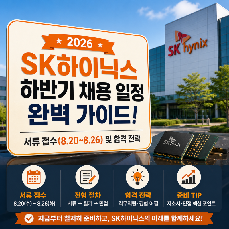 2026 SK하이닉스 하반기 채용 일정 완벽 가이드! 서류 접수(8.20~8.26) 및 합격 전략