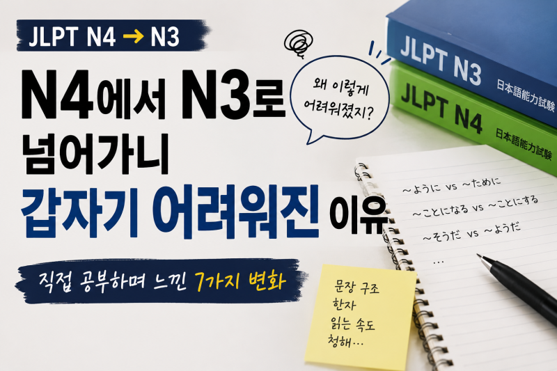JLPT N4에서 N3로 넘어가니 갑자기 어려워진 이유