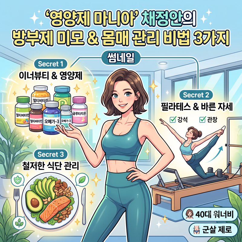 '영양제마니아'40대 워너비 채정안의 방부제 미모&몸매 관리 비법 3가지