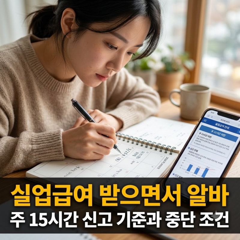 실업급여 받으면서 알바될까? 주 15시간 신고 기준과 중단 조건