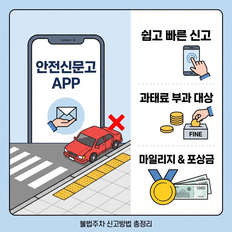 안전신문고 불법주차 신고방법 (사진 기준, 처리기간, 포상금)