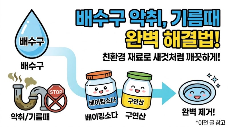 배수구 악취 및 기름때 완벽 제거 가이드: 주방 싱크대부터 욕실 배수구까지