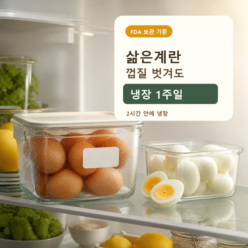 삶은계란 보관, 껍질 벗겨도 냉장 1주일이 공식 기준입니다