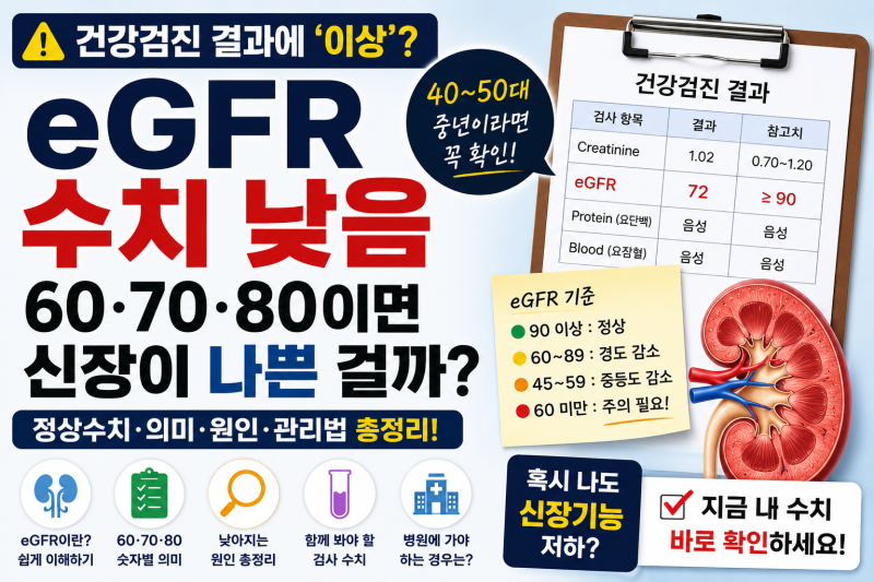 eGFR 60·70·80이면 신장이 나쁜 걸까? 건강검진 신장기능 수치 완벽 정리