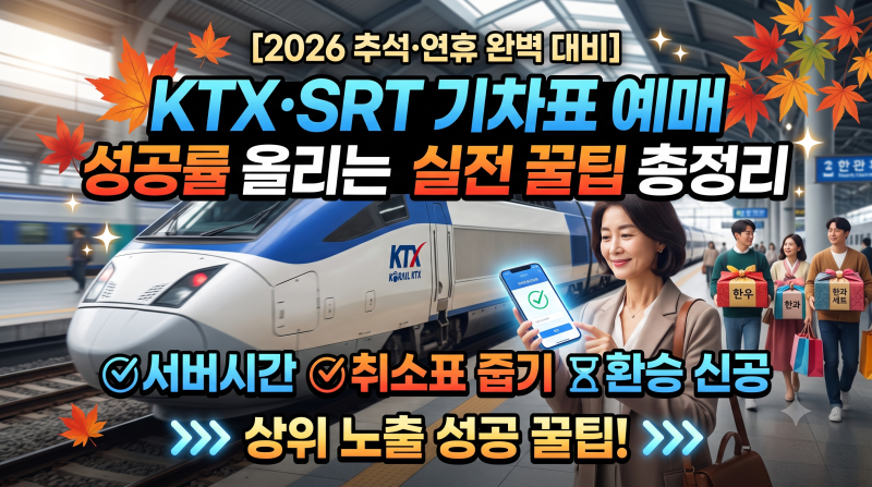 [2026 추석·연휴 완벽 대비] KTX·SRT 기차표 예매 성공률 200% 올리는 실전 꿀팁 총정리 (서버시....