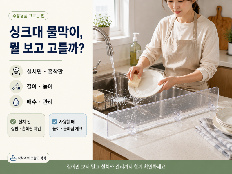 싱크대 물막이 고르는 법, 흡착판 설치와 물때·곰팡이 관리까지