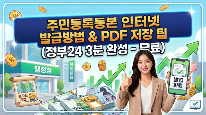 주민등록등본 인터넷 발급 방법 및 PDF 저장 팁 (정부24 3분 완성)