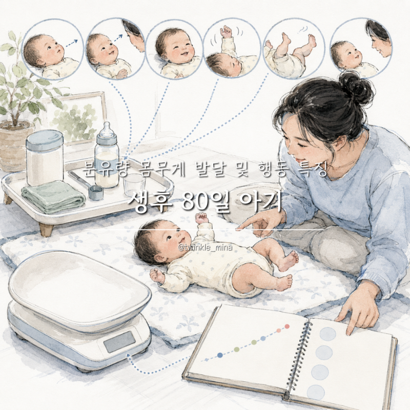 생후 80일 아기 분유량 몸무게 발달 및 행동 특징 핵심정리