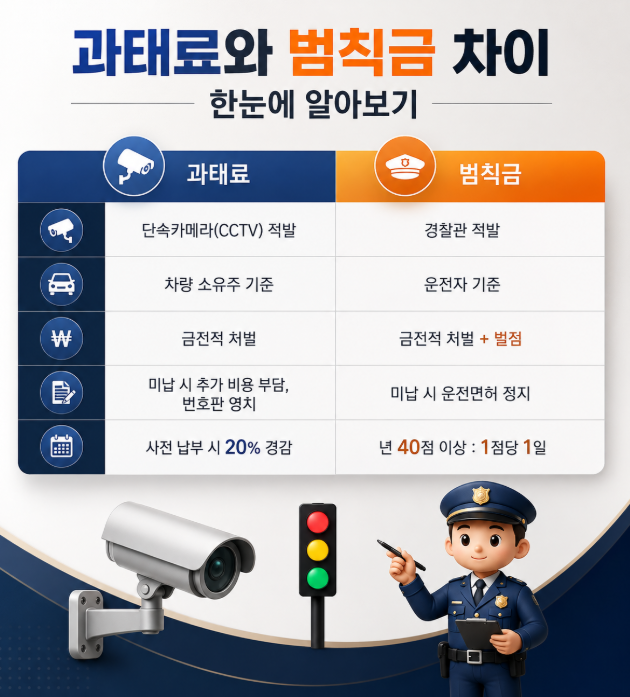 과태료 범칙금 차이 (자동차관련해서는 벌점이있어서 범칙금말고 과태료로납부하세요)