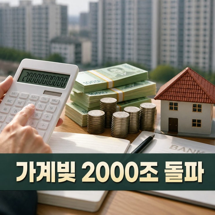 <b>가계부채 2000조 돌파</b> 영끌 빚투에 사상 최대