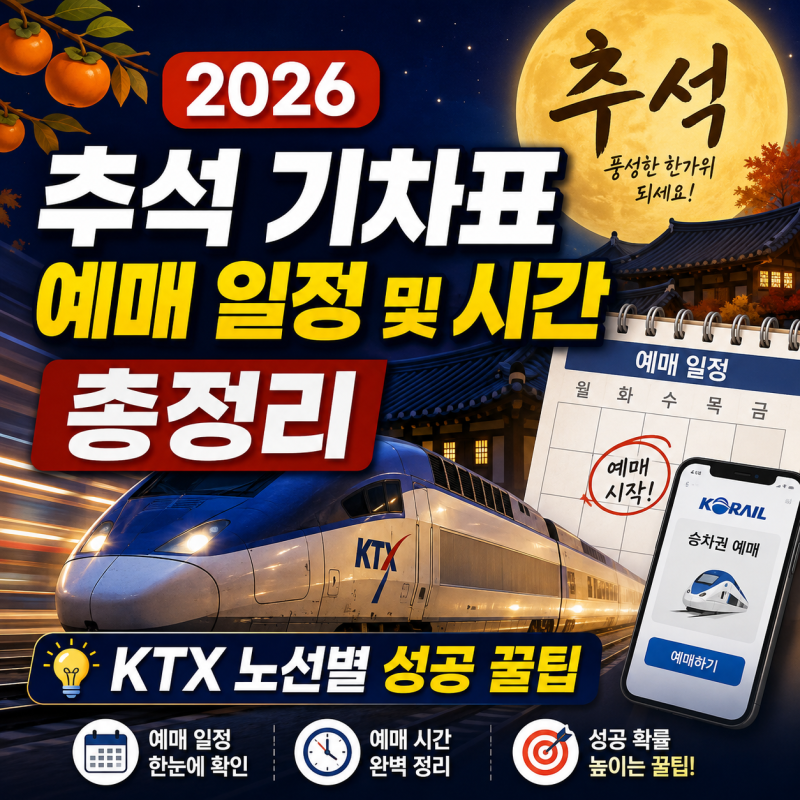 추석 기차표 예매 방법과 성공 꿀팁: 코레일 KTX SRT 일정·시간 완벽 가이드