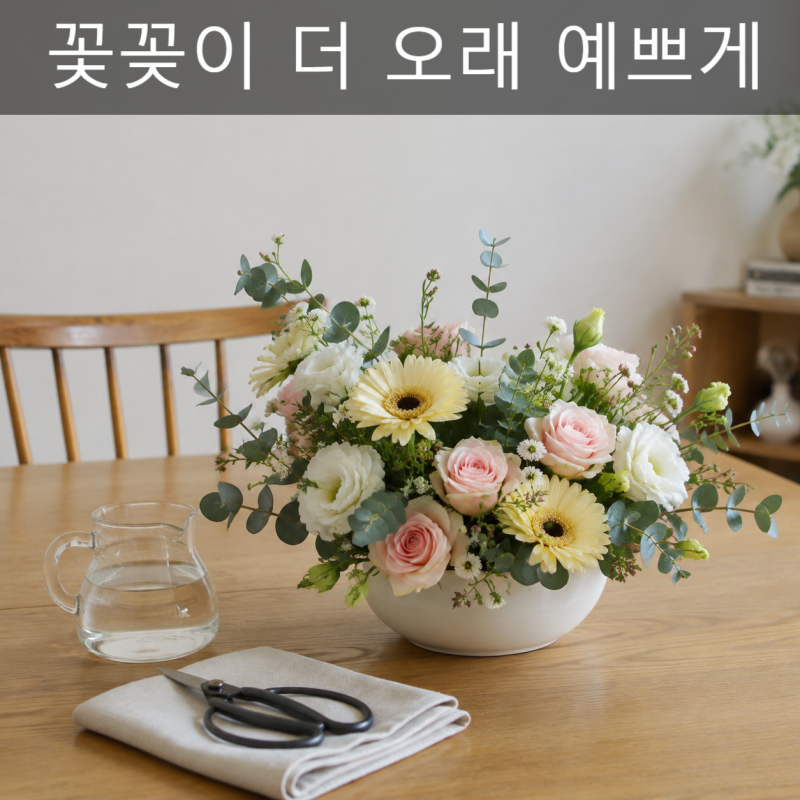 꽃꽂이 오래 보는 법｜수업 후 생화 꽃 오래 유지하는 관리 방법