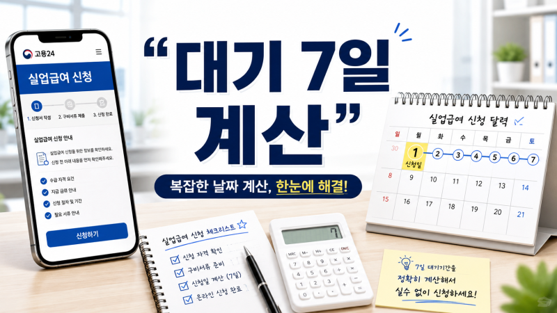 실업급여 대기 7일, 신청 다음 날부터 세면 틀려요