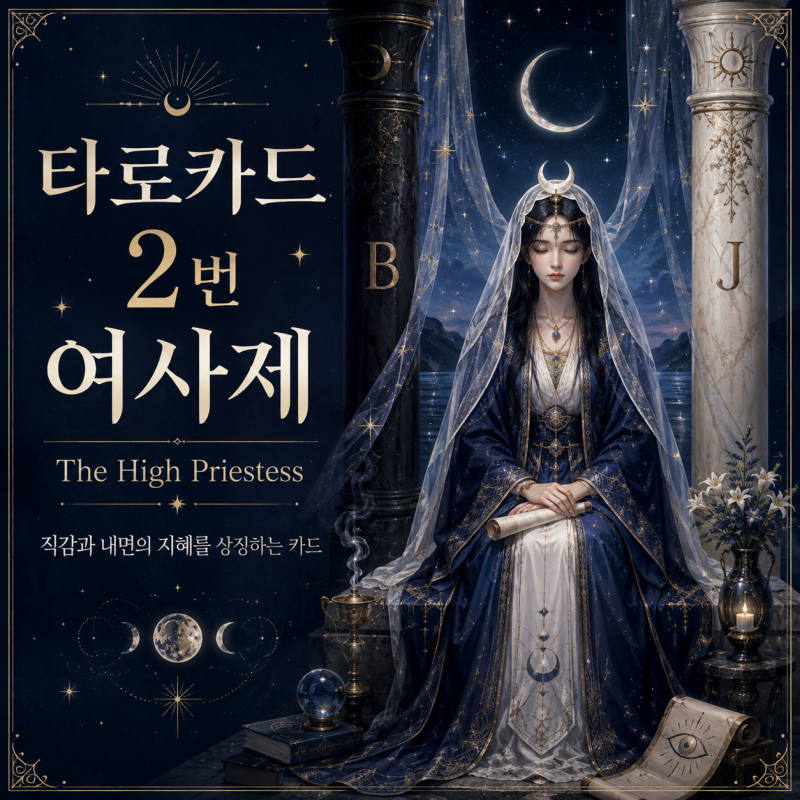 타로카드 2번 여사제(The High Priestess) 의미｜직감과 내면의 지혜를 상징하는 카드