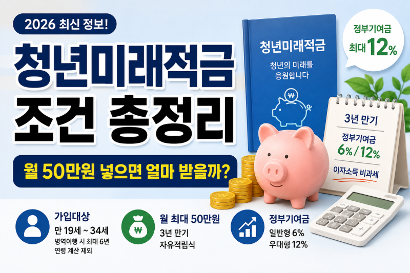 2026 청년미래적금 조건 총정리｜월 50만원 넣으면 얼마 받을까?