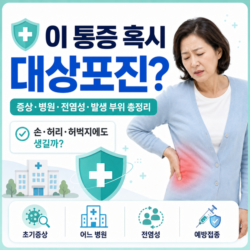 대상포진 증상부터 병원·전염성까지 ㅣ 손·허리·허벅지에 생기면? 예방접종도 정리