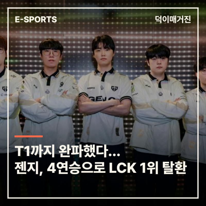 T1까지 완파했다…젠지, 4연승으로 LCK 1위 탈환