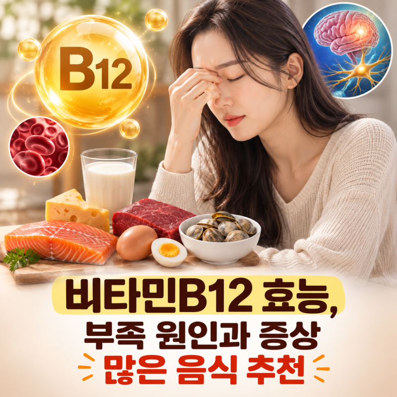 비타민B12 효능, 부족 원인과 증상 많은 음식 추천