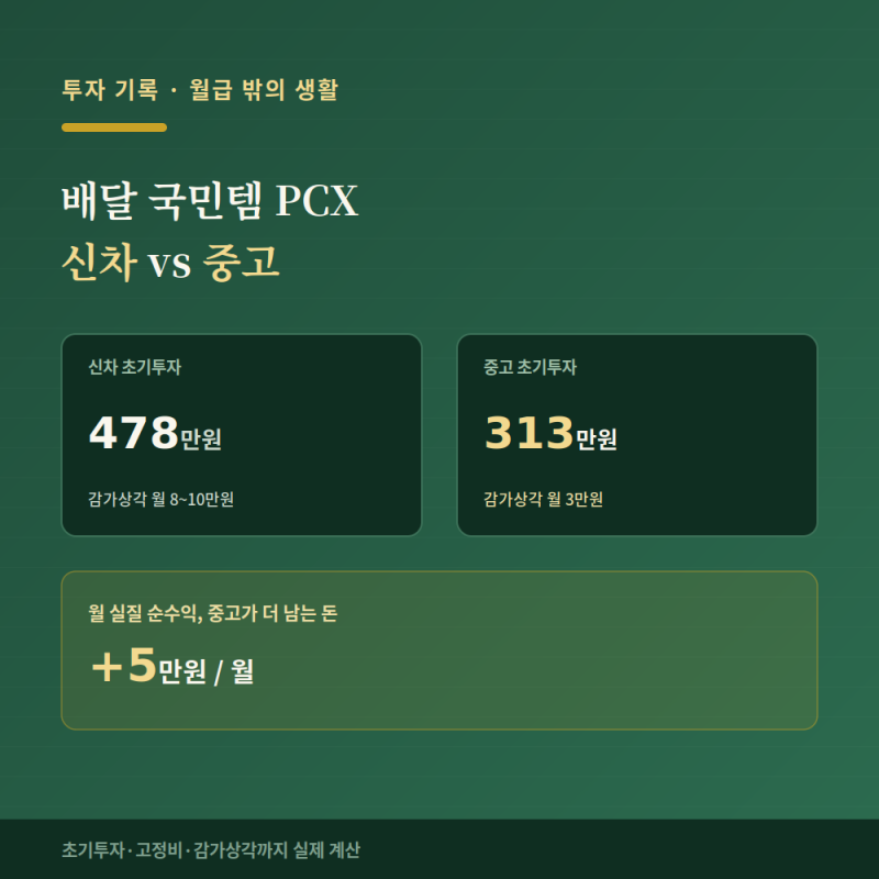 배달 부업, 혼다 PCX 오토바이 신차 vs 중고 뭐가 더 남을까 (직접 계산)
