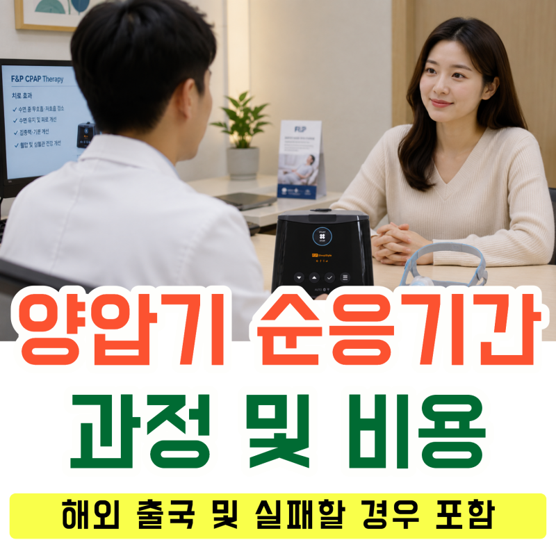 양압기 순응기간 (90일) 과정과 비용 / 중간에 해외 출국 및 실패할 경우｜전주 탑이비인후과