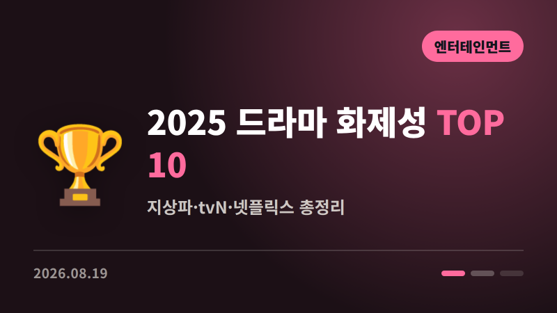 2025년 드라마 화제성 TOP 10 | 지상파·tvN·넷플릭스 총정리
