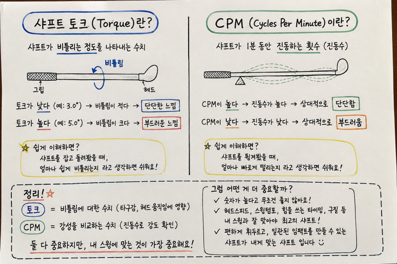 골프채 샤프트 토크와 CPM이란? 샤프트 선택 전 알아야 할 차이점
