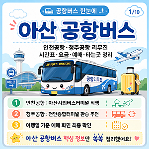 아산 공항버스, 인천공항·청주공항 리무진 시간표 요금 예매 타는곳 한 번에 정리