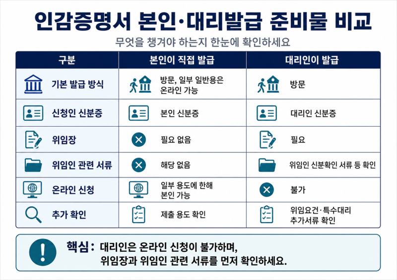 인감증명서 발급, 본인과 대리발급 준비물