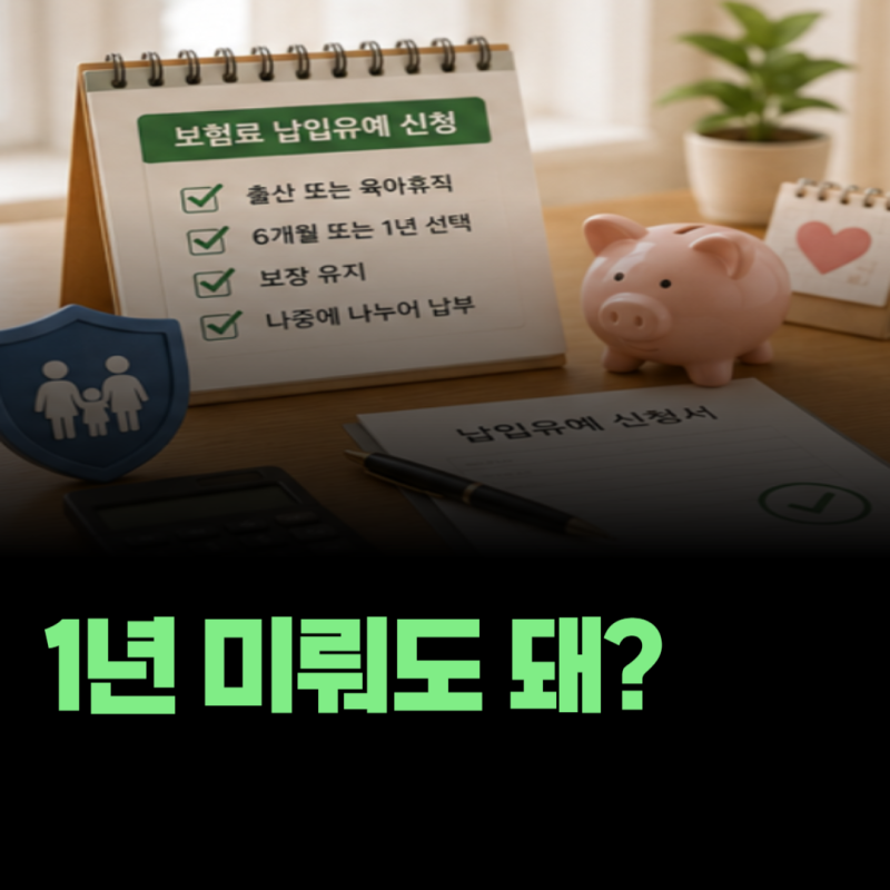 육아휴직 보험료 최대 1년 미룰 수 있다, 2026 납입유예 신청 조건