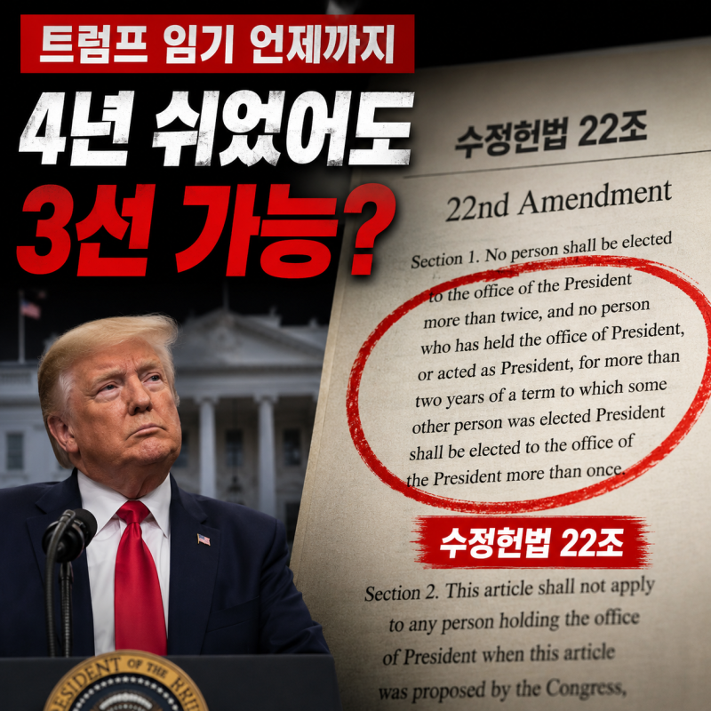 트럼프 임기 언제까지, “4년 쉬었다 돌아왔으니 한 번 더 가능?” 수정헌법 22조를 보면 답이....