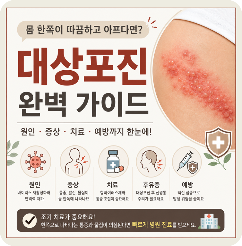 대상포진 원인 증상 치료 후유증 신경통 예방 접종 전염