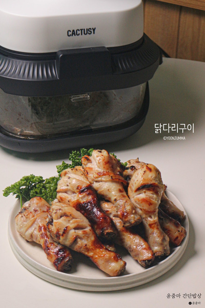 에어프라이어 닭다리살 소금 구이 레시피 캑터시 유리에어프라이어 추천