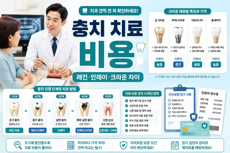충치 치료 비용 │ 레진·인레이·크라운 치료비가 달라지는 이유