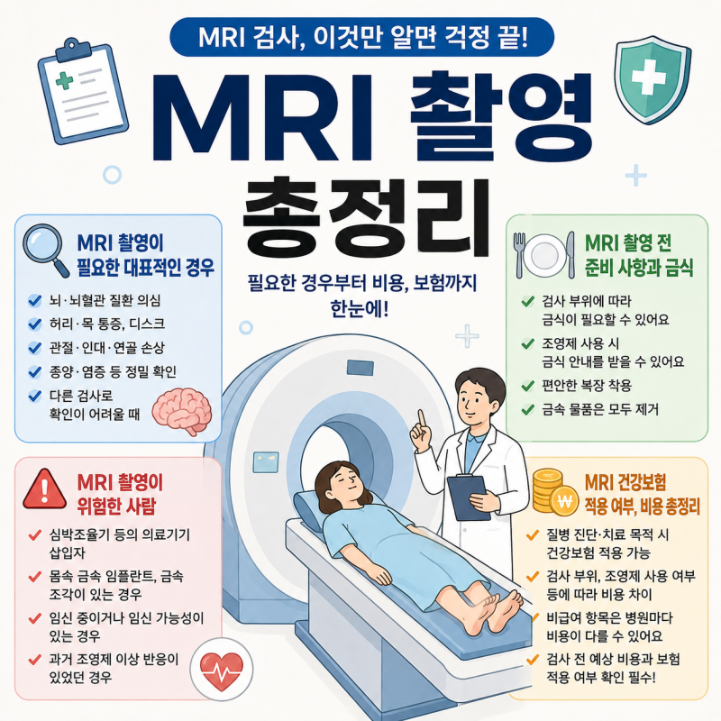 MRI 촬영이 필요한 대표적인 경우️ MRI 촬영 전 준비 사항과 금식⚠️ MRI 촬영이 위험한 사람 ....