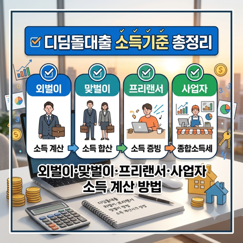 디딤돌대출 소득기준 총정리｜외벌이·맞벌이·프리랜서·사업자 소득 계산 방법