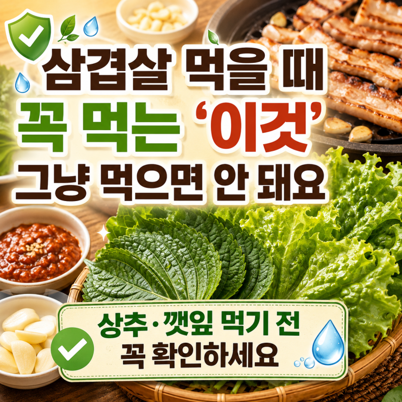 삼겹살 먹을 때 상추·깻잎 그냥 먹으면 안 되는 이유｜쌈채소 세척법과 식중독 주의