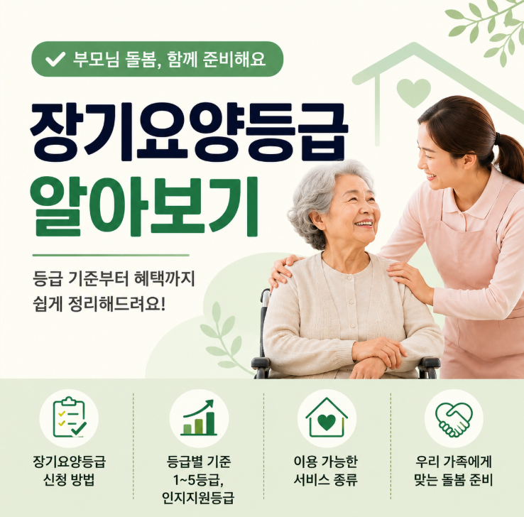 방문요양·주간보호·시설급여 장기요양등급 1~5등급 알아보기