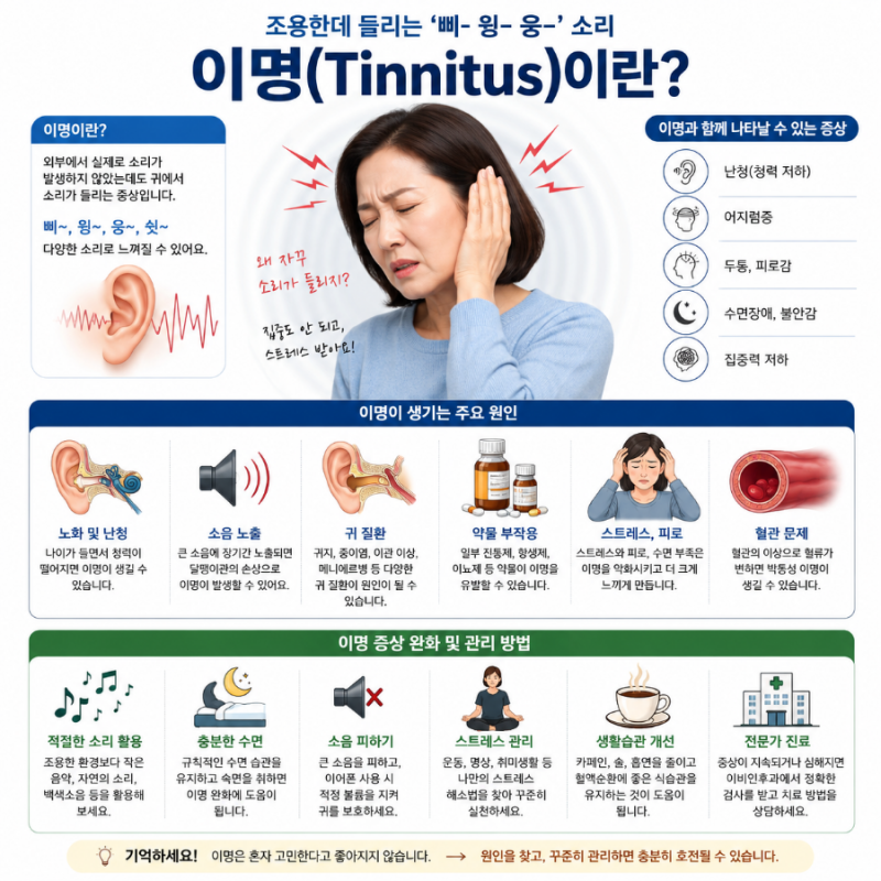 이명, 왜 생길까요? 원인부터 치료와 증상 완화 방법까지 쉽게 알아보기
