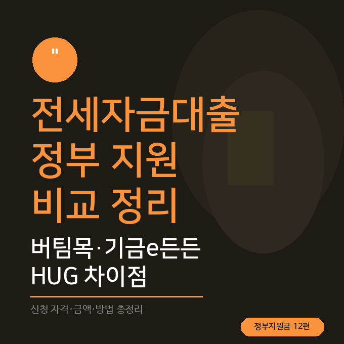 12편) 전세자금대출 정부 지원 – 버팀목·기금e든든·HUG 차이점 정리 | 정부지원금 시리즈 12....