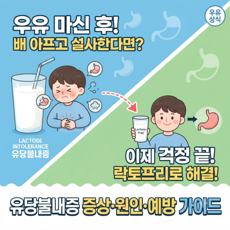 우유를 마시면 배가 아프다? 유당불내증의 모든 것 (증상, 원인, 예방 가이드)