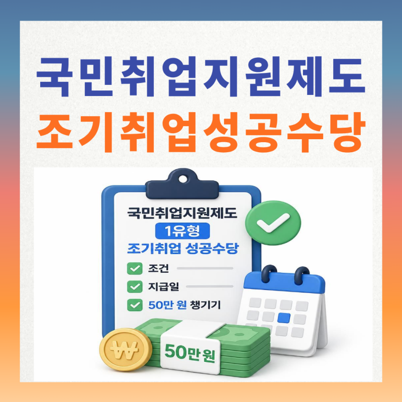 국민취업지원제도 1유형 조기취업 성공수당 조건 및 지급일 총정리 (50만 원 챙기기)