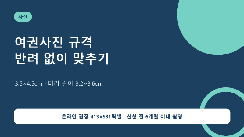 여권사진 규격 맞추기, 3.5×4.5cm와 온라인 413×531픽셀