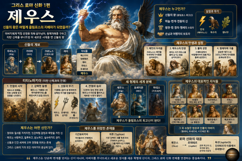그리스 로마 신화 1편｜제우스, 신들의 왕은 어떻게 올림포스의 지배자가 되었을까?