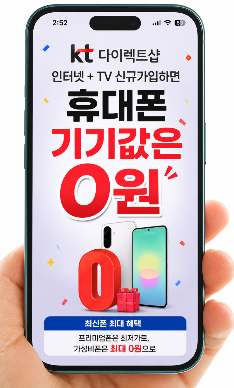 KT 다이렉트샵 인터넷 TV 결합 혜택 총정리! 최신 휴대폰 0원부터 가전 사은품까지